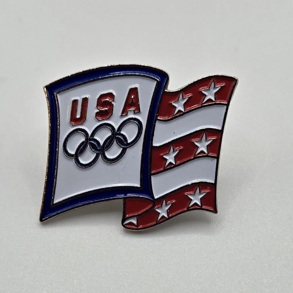 Aminco Olympic Pin Usa Flag Red White Blue Approximately 1